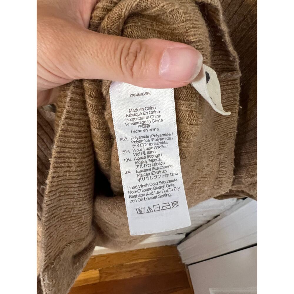 Madewell Womens Cameron Ribbed Cardigan Sweater in Warm Camel Brown Size M - Picture 5 of 7